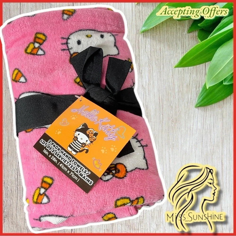 Hello Kitty NEW - 2 hand towels Pink Candy Corn halloween october